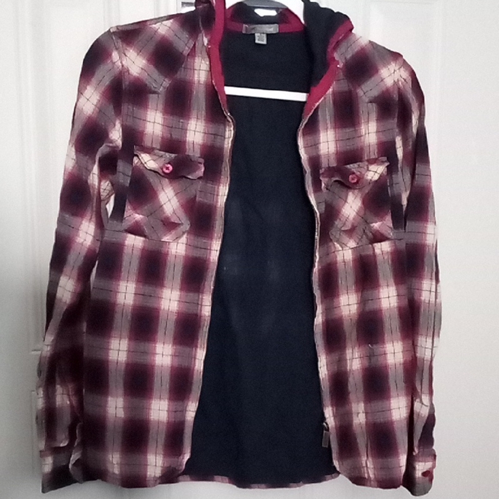 Horny Toad Navy, Red and White Plaid Shirt